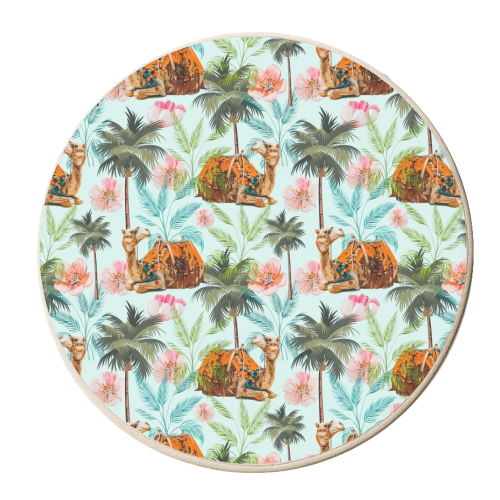 Camel Ride, Modern Bohemian Eclectic Animals, India Culture Travel Palm Desert Painting - personalised beer coaster by Uma Prabhakar Gokhale