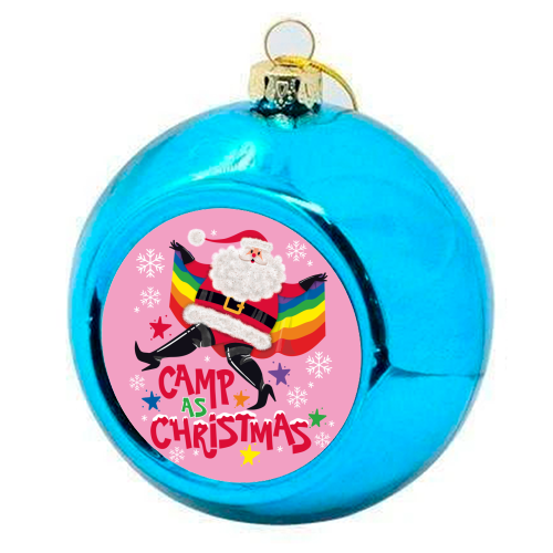 Camp As Christmas - Santa - colourful christmas bauble by Claire Atwood