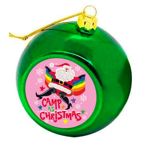 Camp As Christmas - Santa - colourful christmas bauble by Claire Atwood