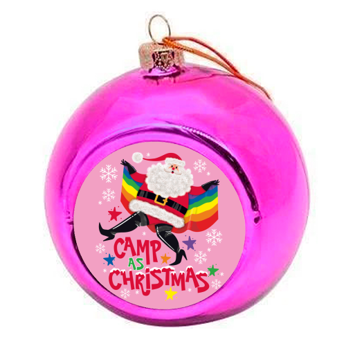 Camp As Christmas - Santa - colourful christmas bauble by Claire Atwood