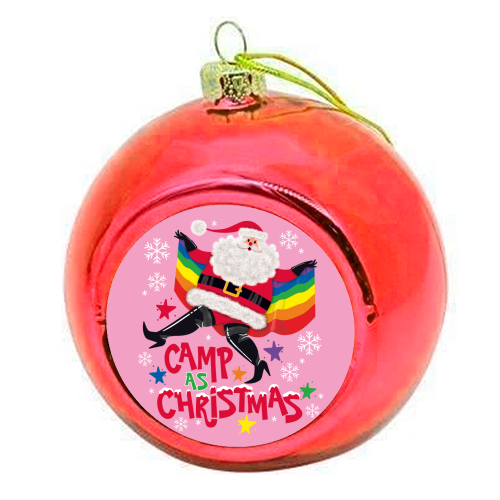 Camp As Christmas - Santa - colourful christmas bauble by Claire Atwood
