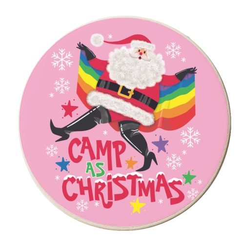Camp As Christmas - Santa - personalised beer coaster by Claire Atwood
