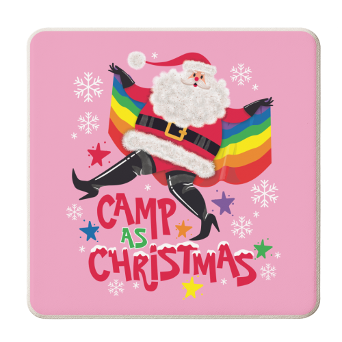 Camp As Christmas - Santa - personalised beer coaster by Claire Atwood