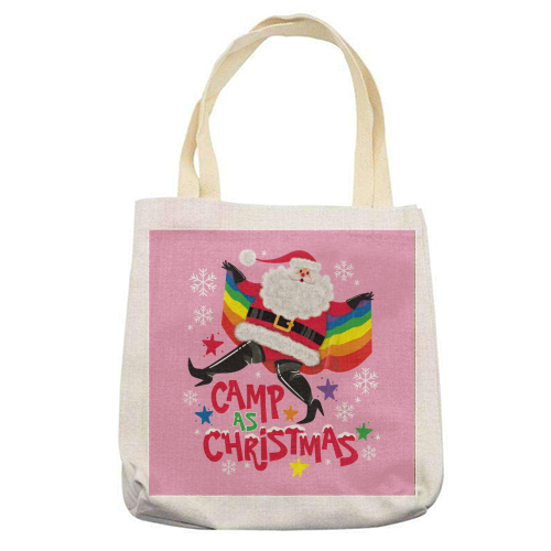 Camp As Christmas - Santa - printed canvas tote bag by Claire Atwood