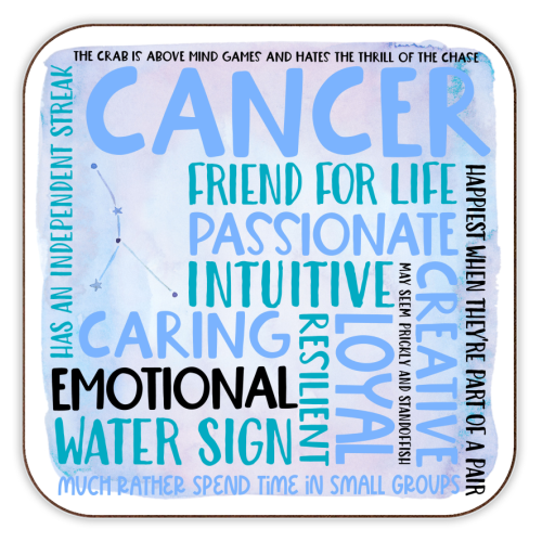 Cancer Sign of the Zodiac - personalised beer coaster by All About Words Designs