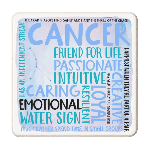 Cancer Sign of the Zodiac - personalised beer coaster by All About Words Designs