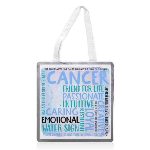 Cancer Sign of the Zodiac - printed canvas tote bag by All About Words Designs