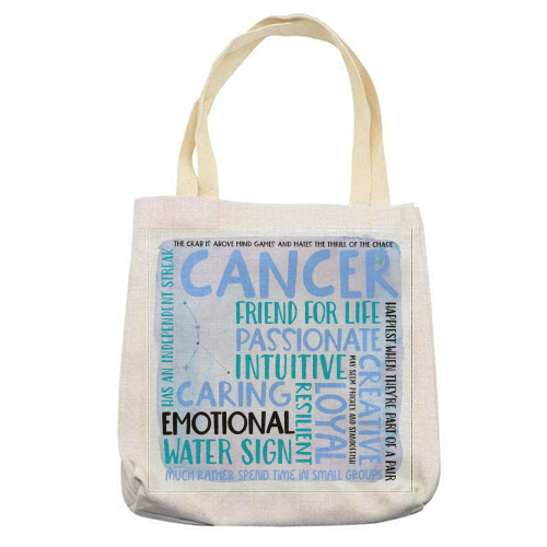 Cancer Sign of the Zodiac - printed canvas tote bag by All About Words Designs