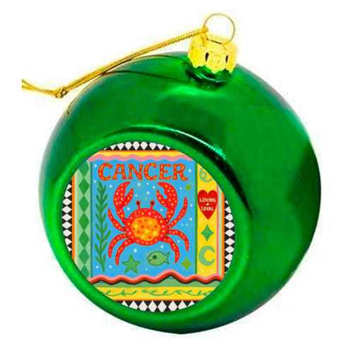 Cancer star sign - colourful christmas bauble by Wallace Elizabeth