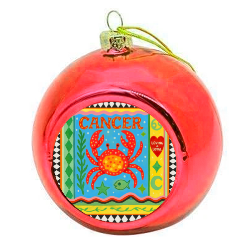 Cancer star sign - colourful christmas bauble by Wallace Elizabeth