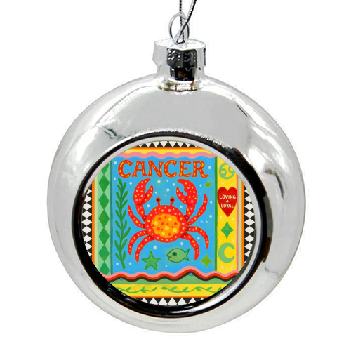 Cancer star sign - colourful christmas bauble by Wallace Elizabeth