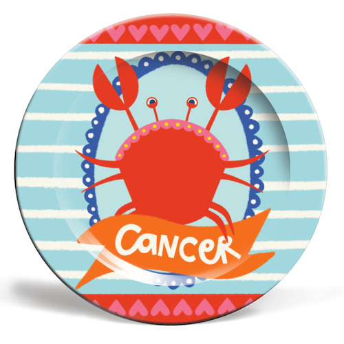 Cancer Star Sign Design - ceramic dinner plate by AbiGoLucky