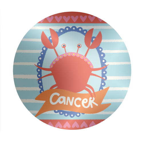 Cancer Star Sign Design - Circle Sticker by AbiGoLucky