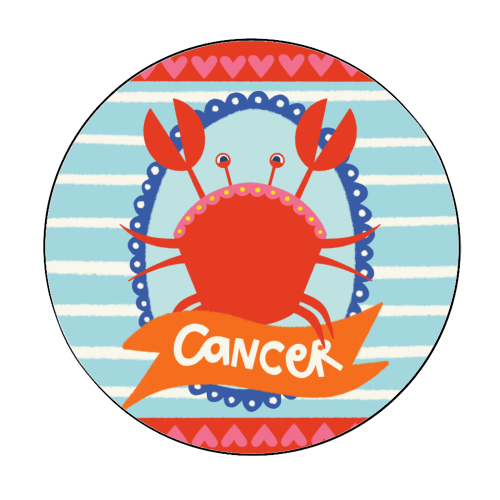 Cancer Star Sign Design - Circle Sticker by AbiGoLucky