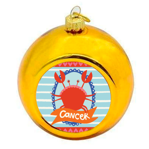 Cancer Star Sign Design - colourful christmas bauble by AbiGoLucky