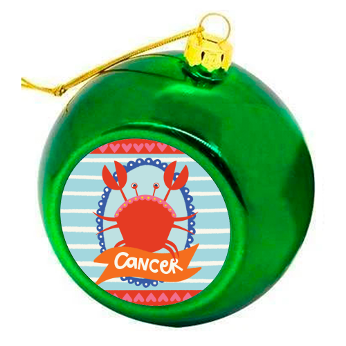 Cancer Star Sign Design - colourful christmas bauble by AbiGoLucky