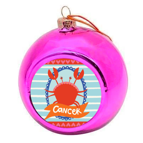 Cancer Star Sign Design - colourful christmas bauble by AbiGoLucky