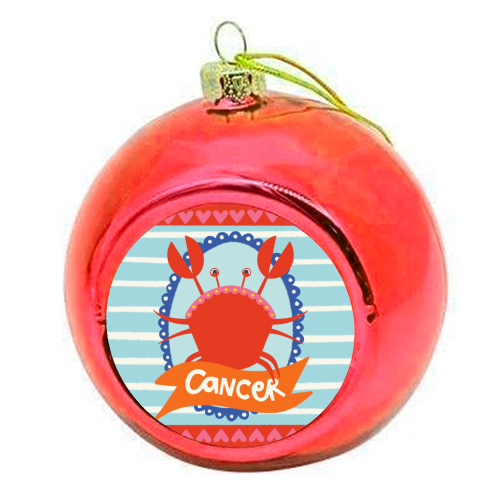 Cancer Star Sign Design - colourful christmas bauble by AbiGoLucky