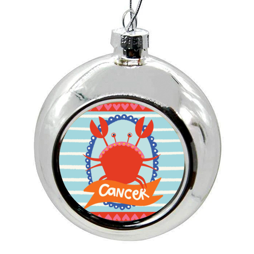 Cancer Star Sign Design - colourful christmas bauble by AbiGoLucky