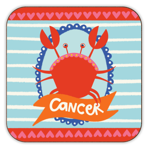 Cancer Star Sign Design - personalised beer coaster by AbiGoLucky