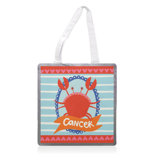 Cancer Star Sign Design - printed canvas tote bag by AbiGoLucky
