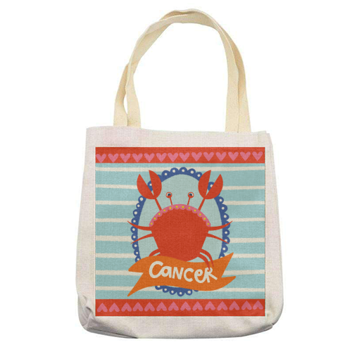 Cancer Star Sign Design - printed canvas tote bag by AbiGoLucky