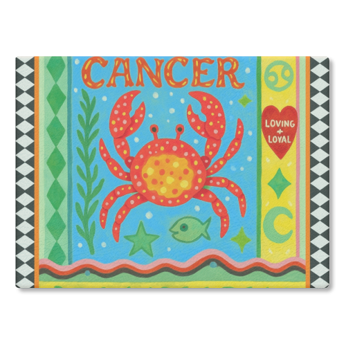 Cancer star sign - glass chopping board by Wallace Elizabeth