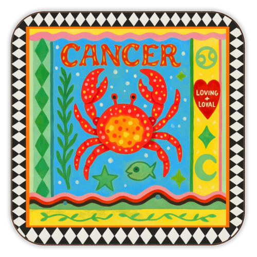 Cancer star sign - personalised beer coaster by Wallace Elizabeth