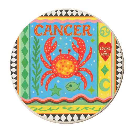 Cancer star sign - personalised beer coaster by Wallace Elizabeth