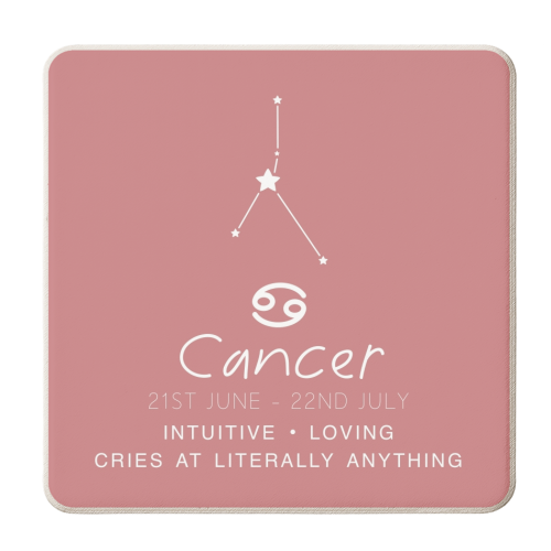 Cancer traits print - personalised beer coaster by The Girl Next Draw