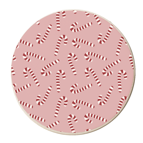 Candy cane lane print - personalised beer coaster by The Girl Next Draw