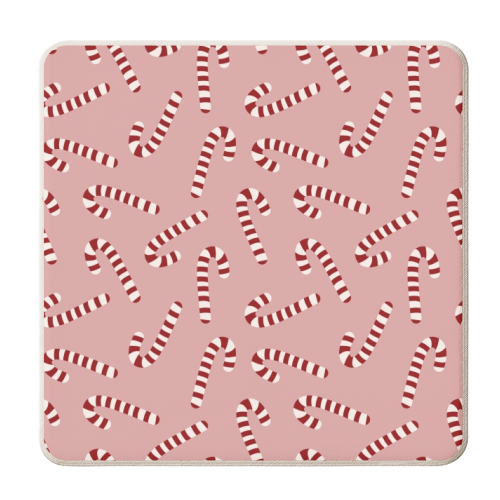 Candy cane lane print - personalised beer coaster by The Girl Next Draw