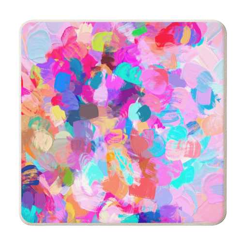 Candy Shop | Abstract Modern Bohemian Eclectic Colorful Painting | Pop of color Contemporary - personalised beer coaster by Uma Prabhakar Gokhale