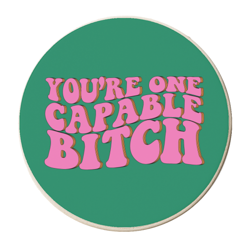 Capable Bitch - personalised beer coaster by Pink and Pip