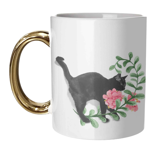 Capricious black cat - unique mug by DejaReve