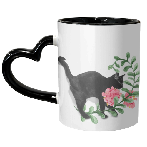 Capricious black cat - unique mug by DejaReve