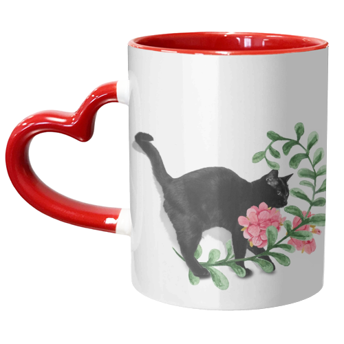 Capricious black cat - unique mug by DejaReve