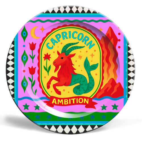 CAPRICORN STAR SIGN - ceramic dinner plate by Wallace Elizabeth