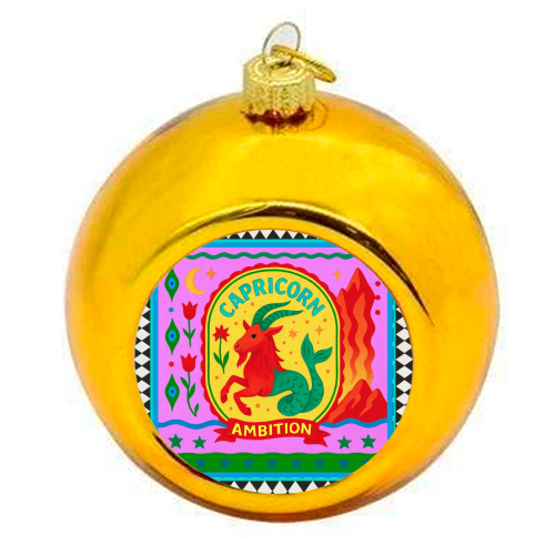 CAPRICORN STAR SIGN - colourful christmas bauble by Wallace Elizabeth
