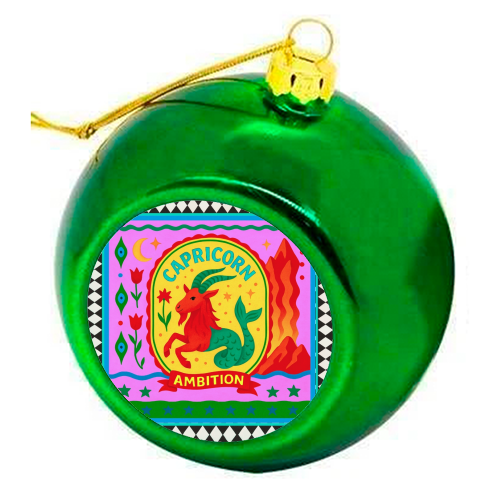 CAPRICORN STAR SIGN - colourful christmas bauble by Wallace Elizabeth