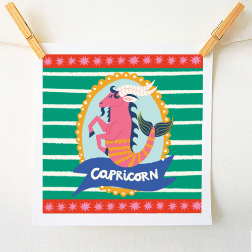 Capricorn Star Sign Design - A1 - A4 art print by AbiGoLucky