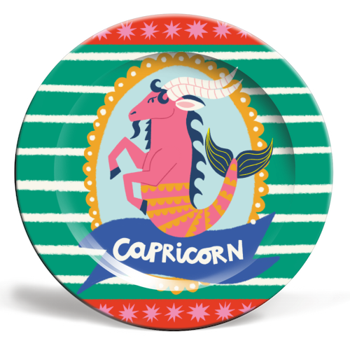 Capricorn Star Sign Design - ceramic dinner plate by AbiGoLucky