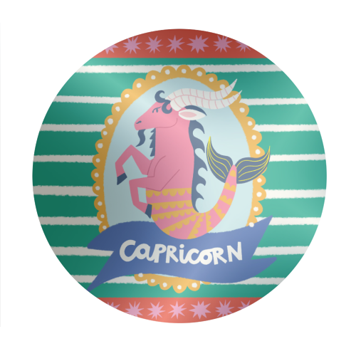 Capricorn Star Sign Design - Circle Sticker by AbiGoLucky