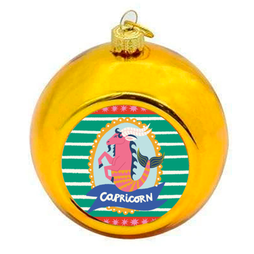 Capricorn Star Sign Design - colourful christmas bauble by AbiGoLucky