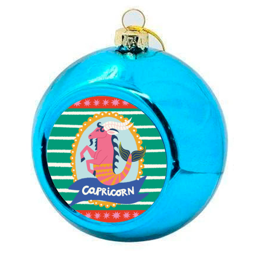 Capricorn Star Sign Design - colourful christmas bauble by AbiGoLucky
