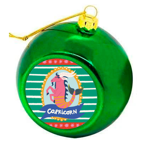 Capricorn Star Sign Design - colourful christmas bauble by AbiGoLucky