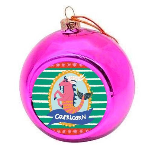 Capricorn Star Sign Design - colourful christmas bauble by AbiGoLucky