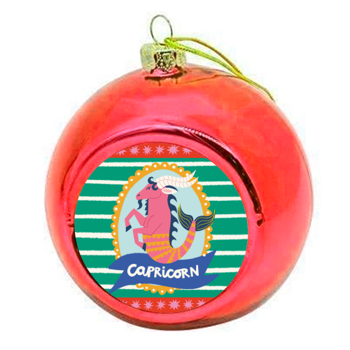 Capricorn Star Sign Design - colourful christmas bauble by AbiGoLucky