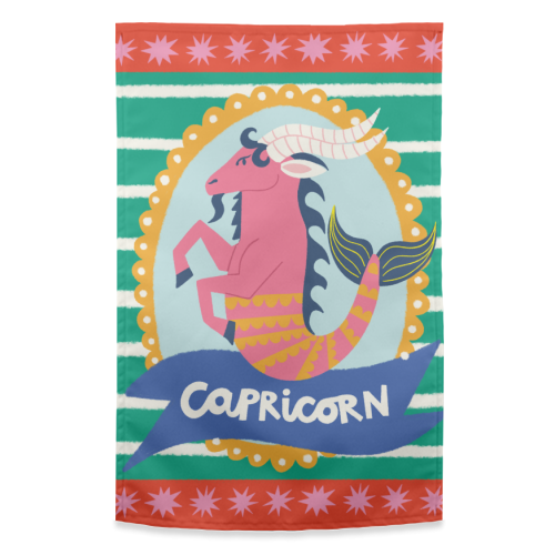 Capricorn Star Sign Design - funny tea towel by AbiGoLucky