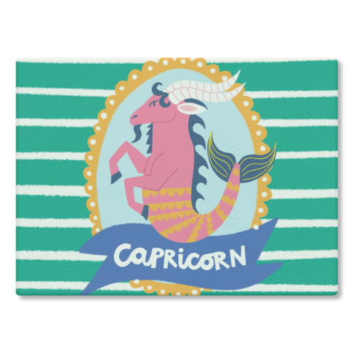 Capricorn Star Sign Design - glass chopping board by AbiGoLucky